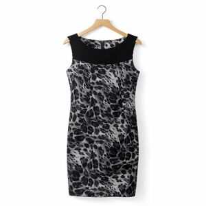 AB Studio Black and Gray Animal Print Midi Dress (077)